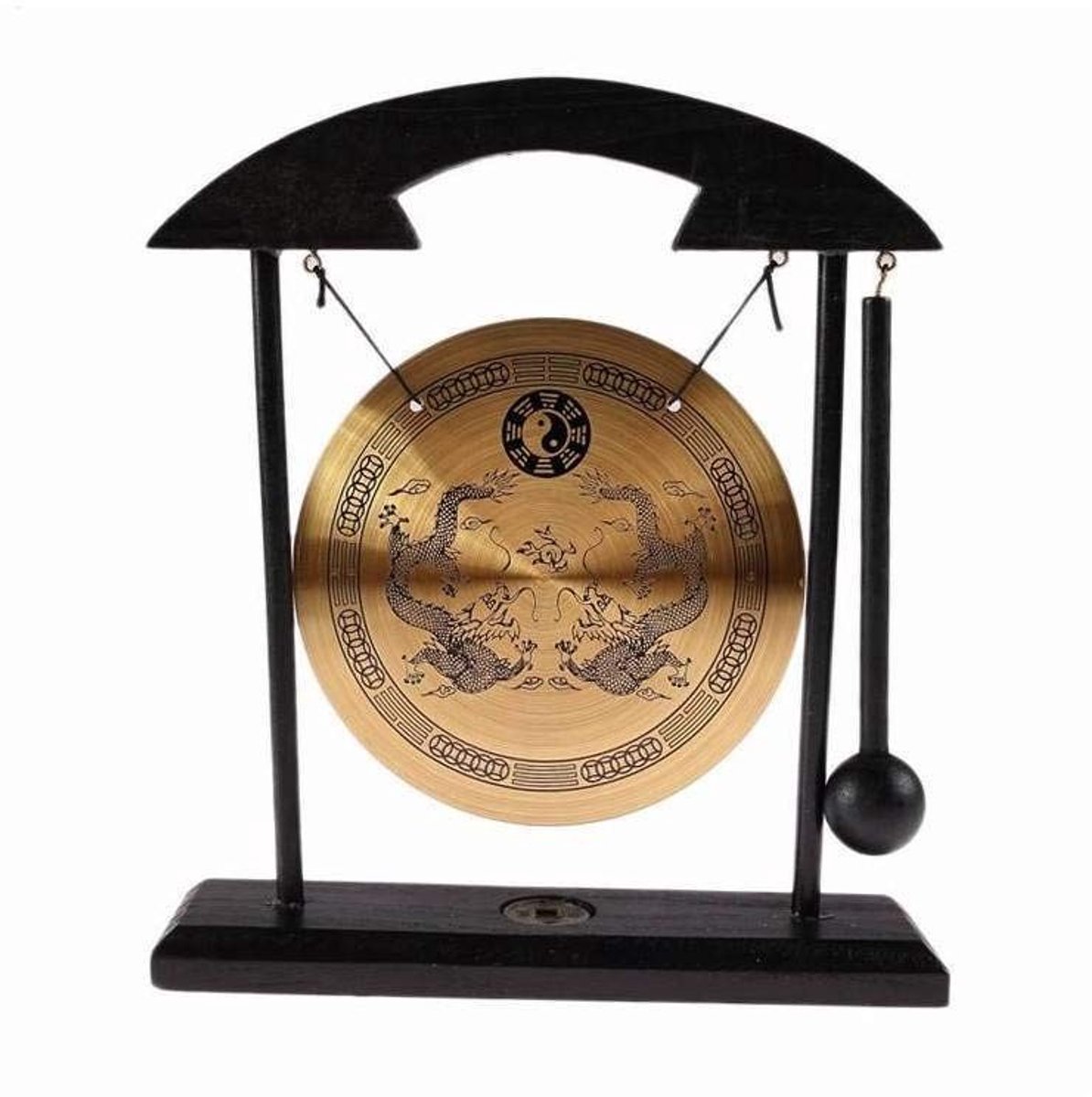 Omgoods - Chinese Draak Gong - Tibetaanse Decoratie van Hout en Koper