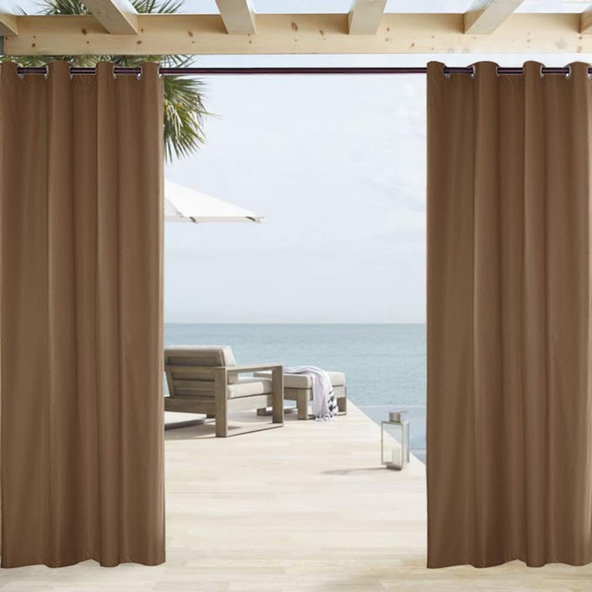 Omgoods - Waterdichte Buiten Gordijnen - Zwarte Uitvoering voor Veranda en Gazebo (54 x 84 inch)