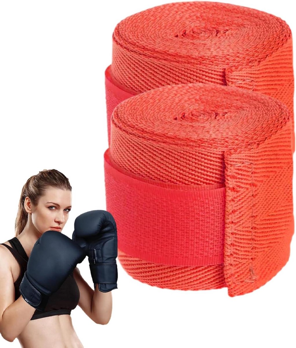Boksen Handzwachtels - Polsbescherming Wanten - Vechtsport Training - Ademende Compressie - 10 cm Breed - Rood