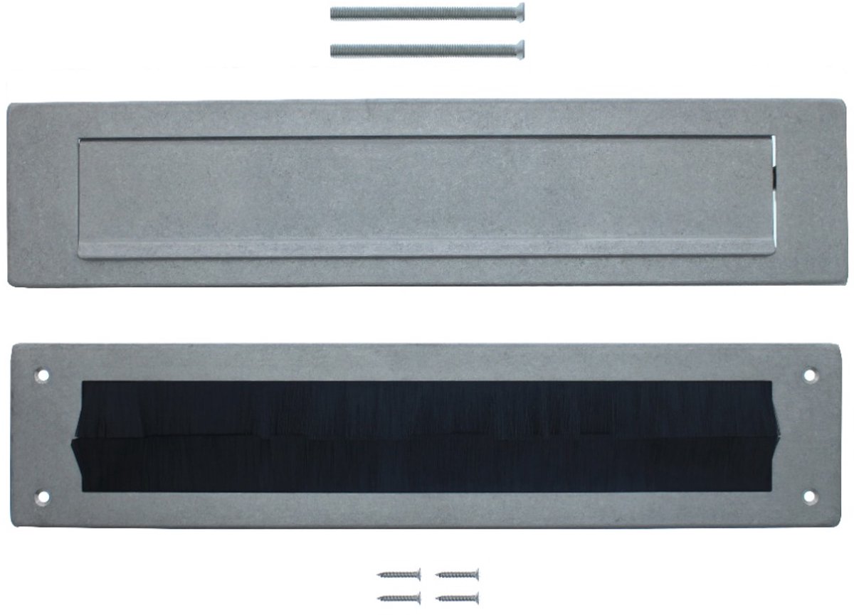 Intersteel Set briefplaat en tochtwering rechthoekig rvs getrommeld