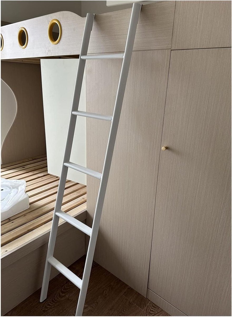 Bedladder Hoogslaper - Hulpladder Kinderen - Veilige Toegang Creëren - Robuuste IJzeren Constructie - Tot 180 cm Lengte - Wit