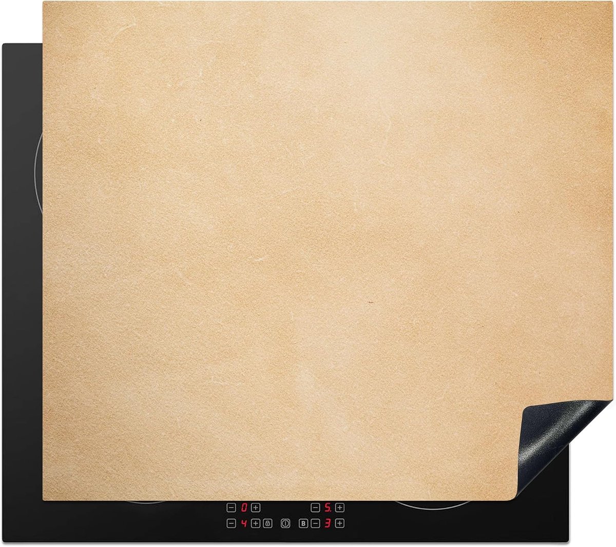 SnelShoppen - Inductiebeschermer 59x52cm Keuken Decoratie Kookplaat Beschermplaat Antislip Mat - Leer - Struktuur - Leerlook - Beige