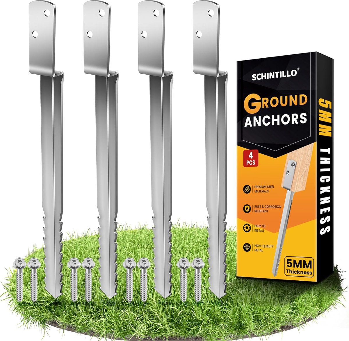 Grondankers voor schommels - 4x53 cm - 5 mm dik staal - waterdicht en roestvrij - ShopVlot