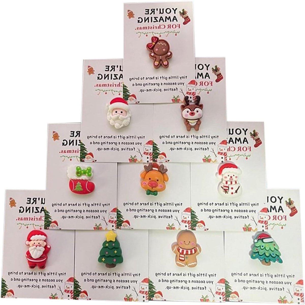 Kerst Knuffel - Mini Cadeautjes - Feestelijke Decoratie - Hartverwarmende Kaarten - 10 Stuks - Multicolor