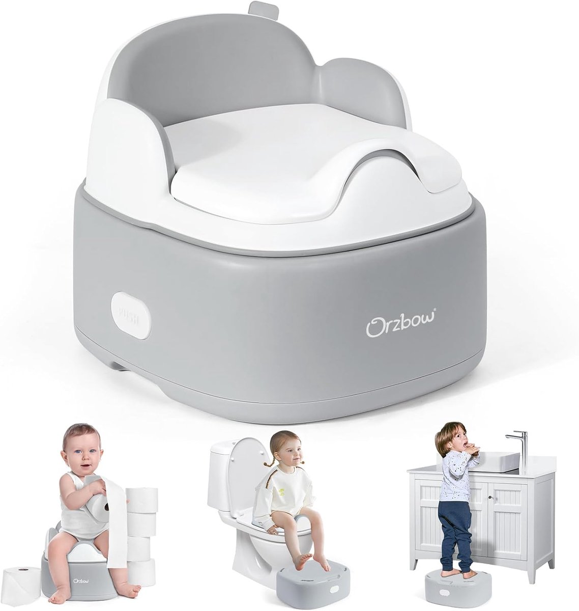 Toiletbril voor Kinderen - Multifunctioneel - Grijs - Ruimtebesparende Opberging - Ondersteunt Zindelijkheidstraining - ShopVlot