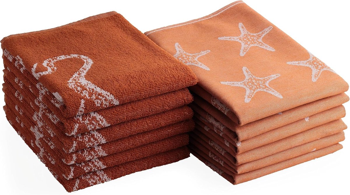 Keuken- en theedoeken set 12-delig - 100% katoen - Oeko-Tex gecertificeerd - Absorberend en duurzaam - SnelShoppen