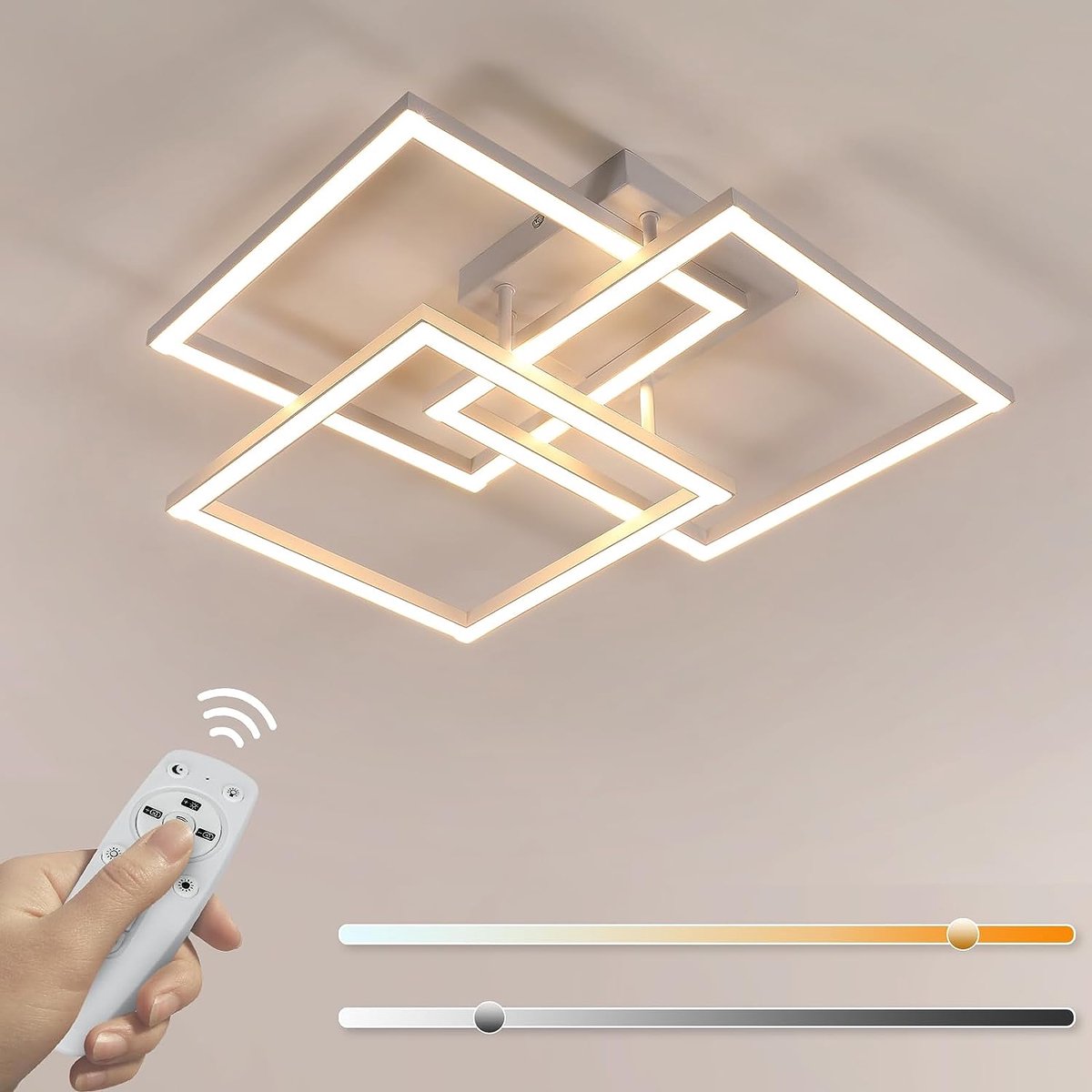 Riserva LED Plafondlamp Vierkant Wit Modern Minimalistisch 40W 4500lm Traploos Dimbaar 3000-6500K Afstandsbediening & App Bediening Ra80 220V