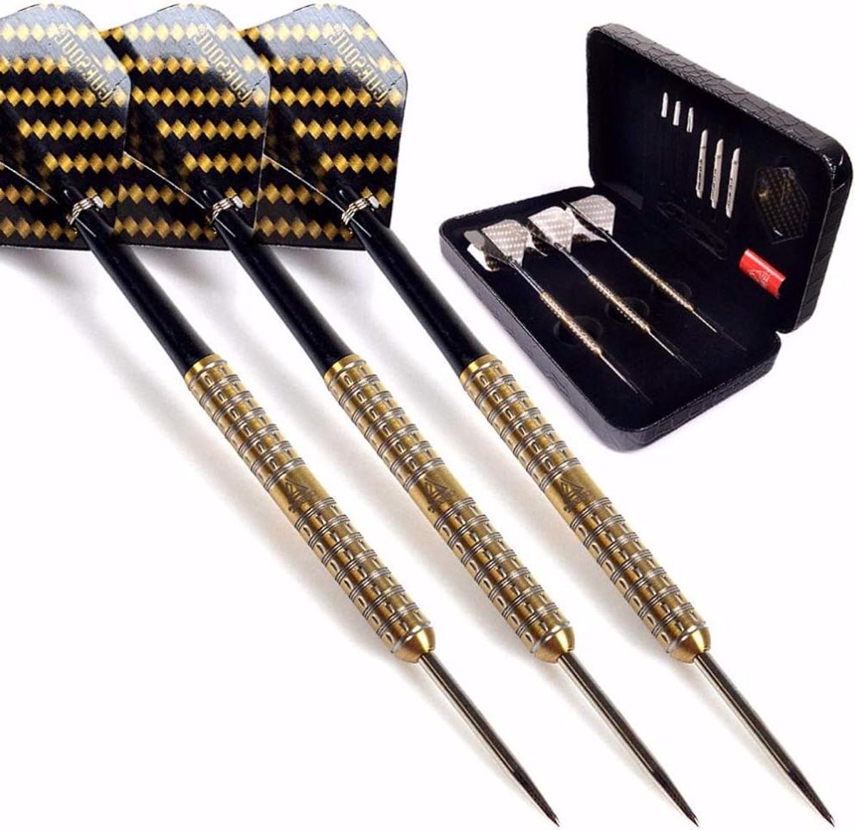 Tungsten Darts Set - Stalen Darts Professionele Darts - Dartspel Spelen - 98% Wolfraam Vaten - 22-26 Grams - Goud