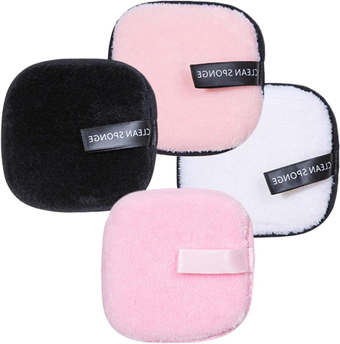 Herbruikbare Gezichtsrondes - Make-up Pads - Make-up Verwijderen - Milieuvriendelijk en Wasbaar - 4 Stuks - Zwart/Roze