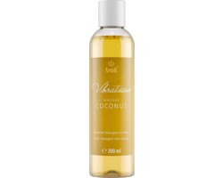 Vibratissimo massageolie Coconut – Exotisch met zinnelijke kokosgeur | Verzorgende olie voor ontspannende lichaamsmassages & samenzijn | Huidvriendelijk met waardevolle plantaardige oliën | 300ml