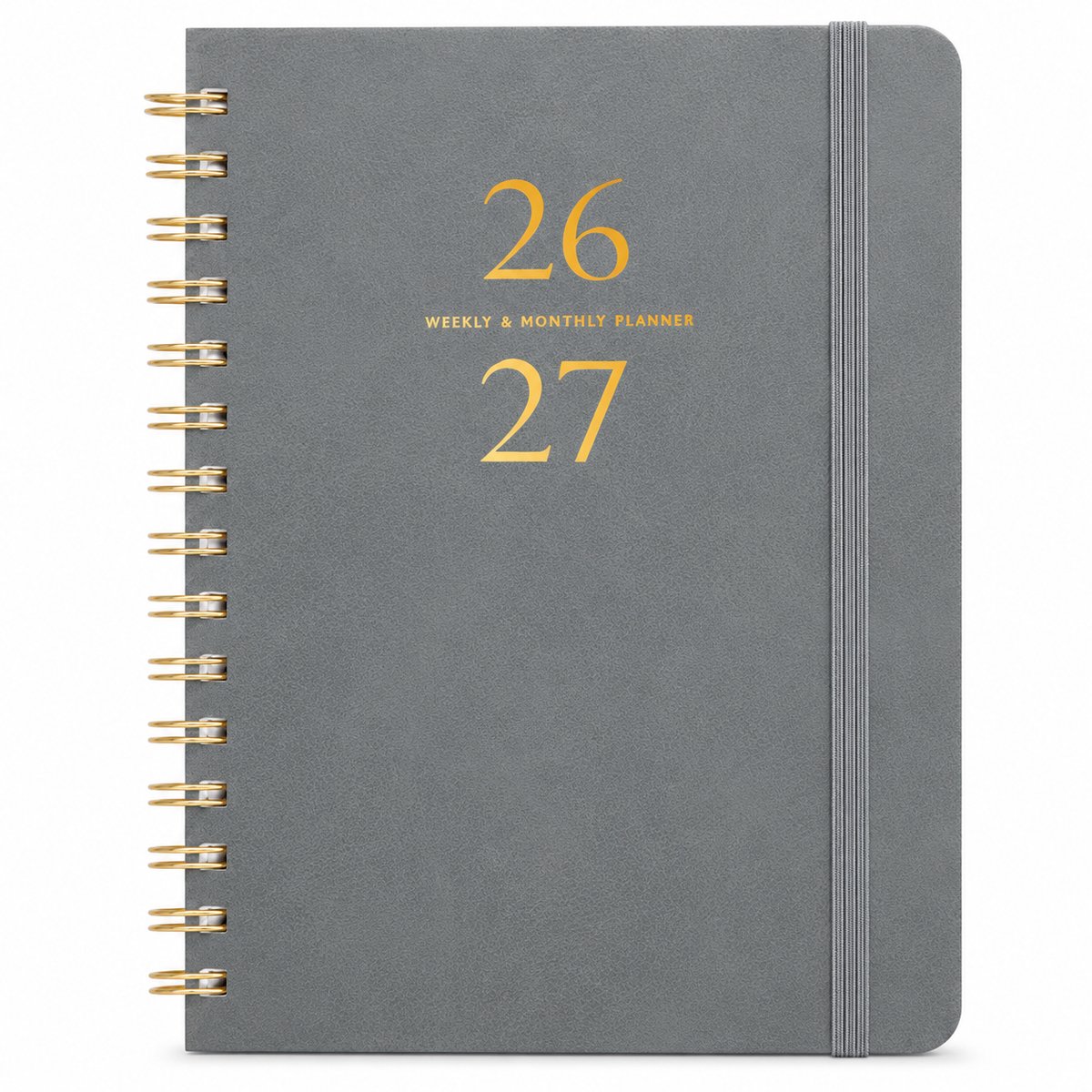 Bobypet - Academische Agenda 2026-2027 - Jaarplanner Juli 2026 tot Juni 2027 - Week en Maand Overzicht - Hardcover Planner met Tabs - Grijs