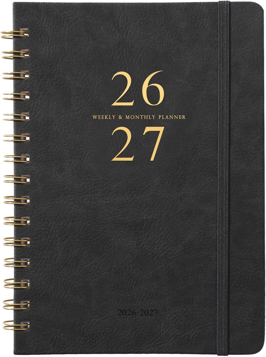 Bobypet - Academische Agenda 2026-2027 - Jaarplanner Juli 2026 tot Juni 2027 - Week en Maand Overzicht - Hardcover Planner met Tabs - Zwart