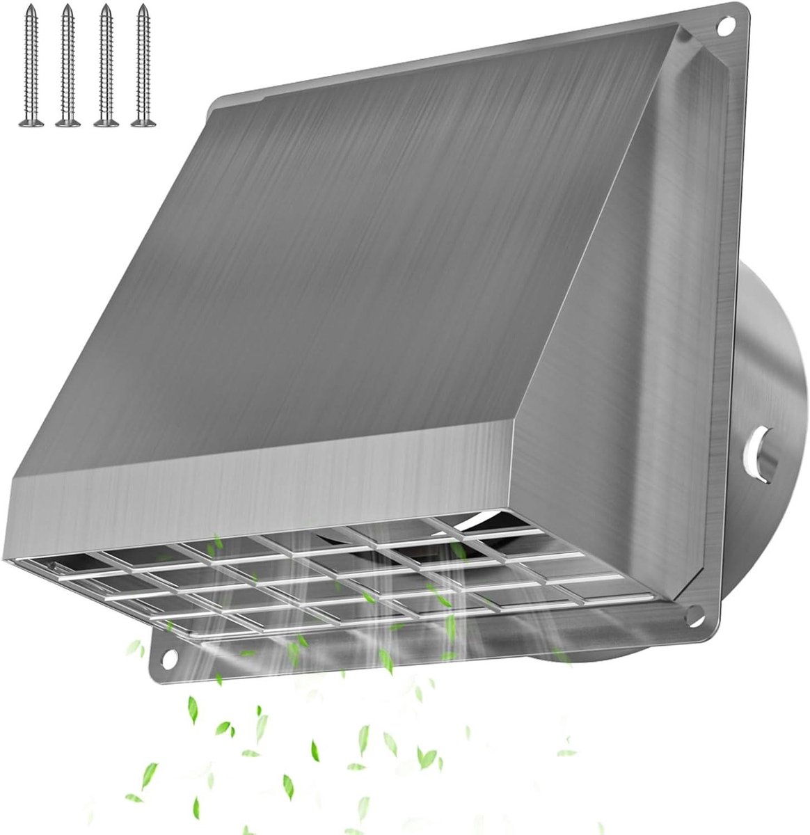 Ventilatierooster Buiten - Afvoerrooster Wand Afzuigkap Rooster - Ventilatie Verbeteren - Met Terugslagklep - 100 mm - Zilver