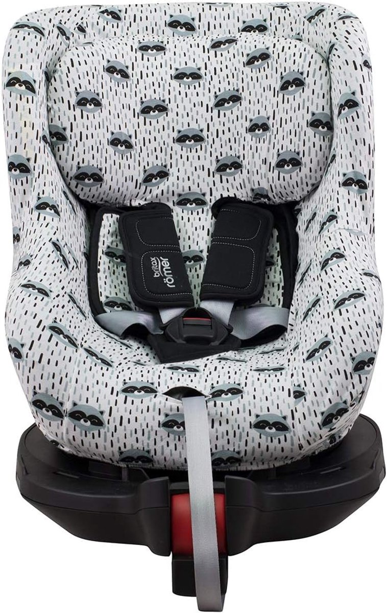 SnelShoppen - Kinderautostoel Beschermer voor Romer Dualfix, Dual ISize, Swingfix ISize - Zachte Katoenen Bescherming tegen Vuil en Slijtage - Raccoon