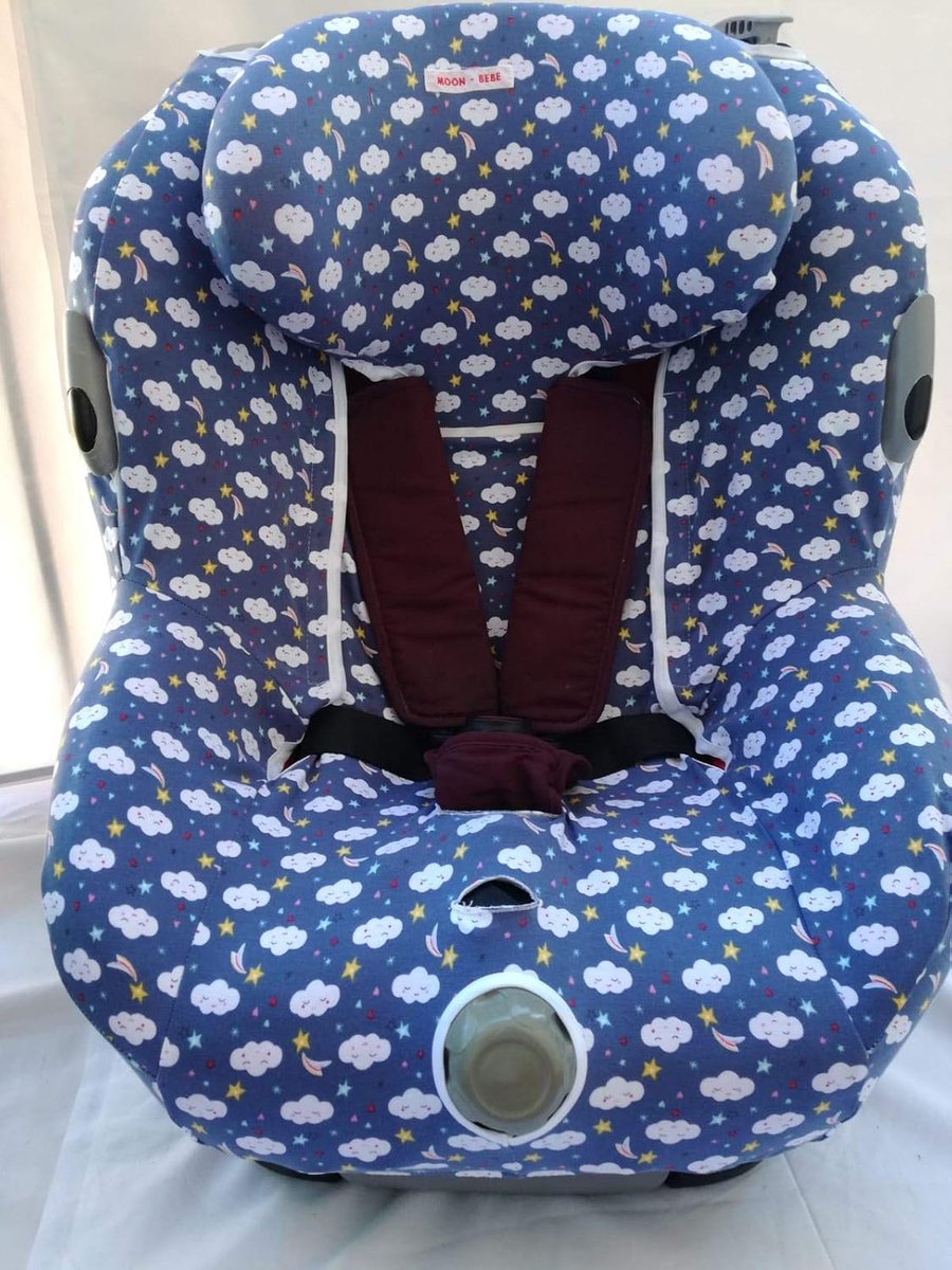 SnelShoppen - Moon Bekleding Maxi Cosi Bebe Comfort Opal Blauw - 95% Katoen, 5% Elastaan - Eenvoudig en Snelle Montage met Elastische Zoom en Klittenb