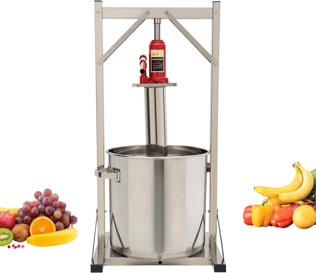 Fruitpers Wijnpers - Sap Pers Wijnmaker - Sap Maken - Hydraulische Hefboom - 36 Liter - Zilver