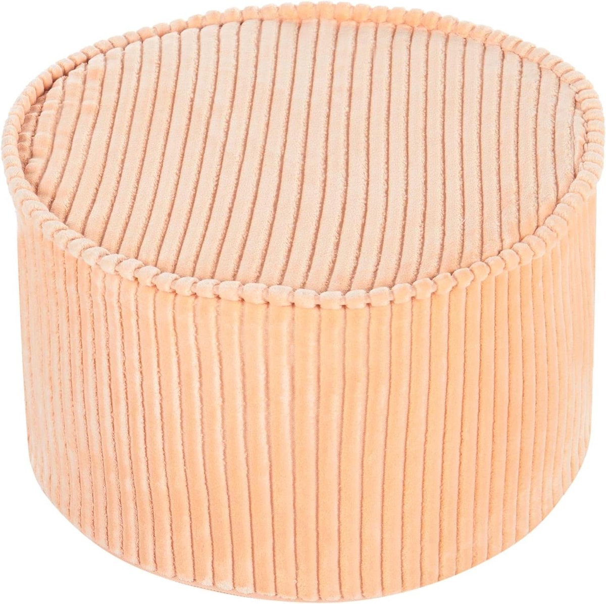 Ronde Poef - Ottomaan Zetel - Extra Zitplaats - Afneembare Hoes - 40x40x25 cm - Perzikroze