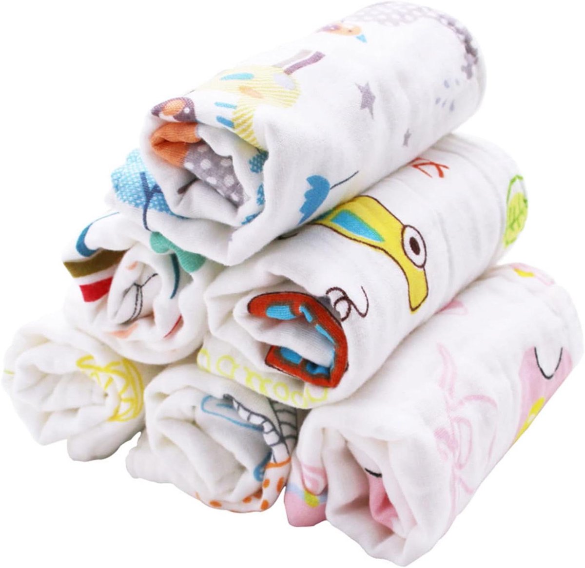 Zakdoeken Katoen - Baby Speekseldoek - Dagelijks Gebruik - Zes Laags Absorberend - 30 x 30 cm - Willekeurig Patroon