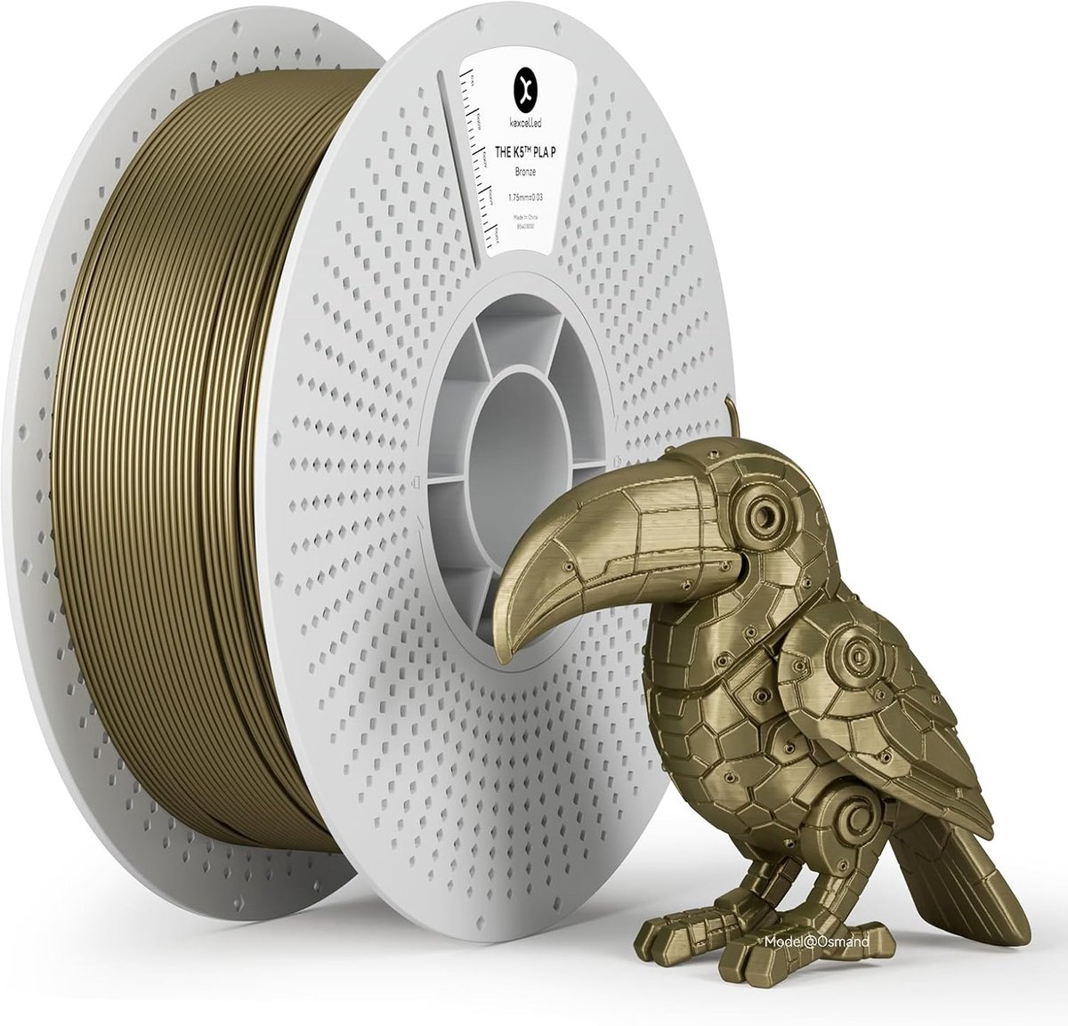 SnelShoppen - PLA Metallic Filament 1.75mm, Zijdeachtig Metaal, Glanzend 3D Printmateriaal, 1KG Spoel, Geschikt voor FDM Printers, Bronzen Kleur, Perf