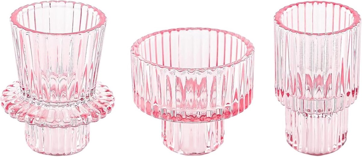 Kaarsenhouders set van 3 - votief glazen - conische decoratie - sfeermaker voor tafel - ShopVlot