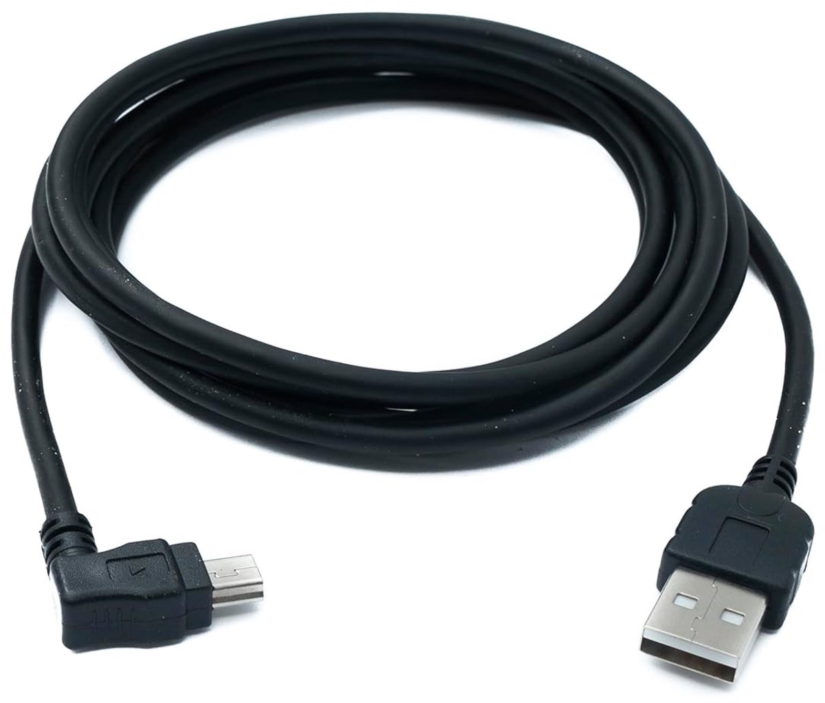 SnelShoppen - Mini USB Kabel 2m met Hoekplug voor Slimme Apparaten, Data- en Oplaadkabel, USB A naar Mini USB, Ideaal voor Thuis, Kantoor en Reizen