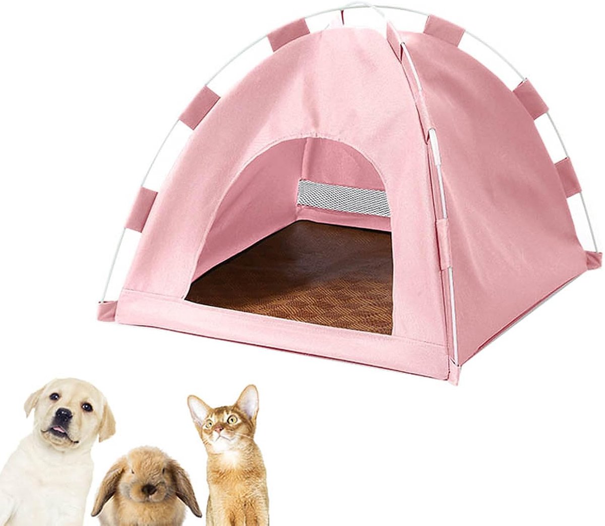 Opklapbare Katten Tent - Draagbare Huisdier Schuilplaats - Ademend Gaas Wasbaar en Waterbestendig - 40 x 40 x 37 cm - Roze