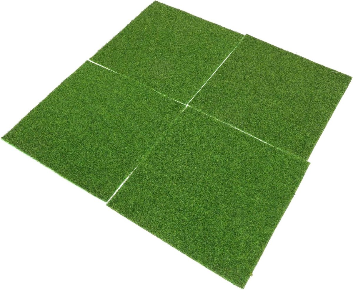 Kunstgras Decoratie - Nep Gras Matten - Miniatuur Tuinieren - Realistische Vorm - 15 x 15 cm - Groen