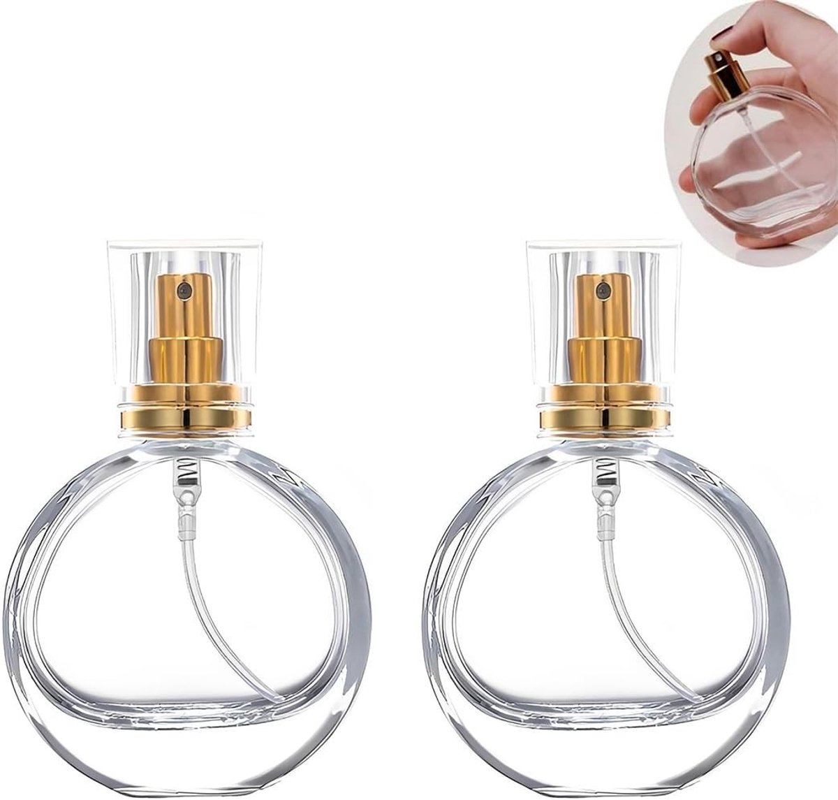 Vulbare Sprayflessen 50 ml Set van 2 - Transparante Refillable Parfumverstuivers voor Reizen en Thuisgebruik
