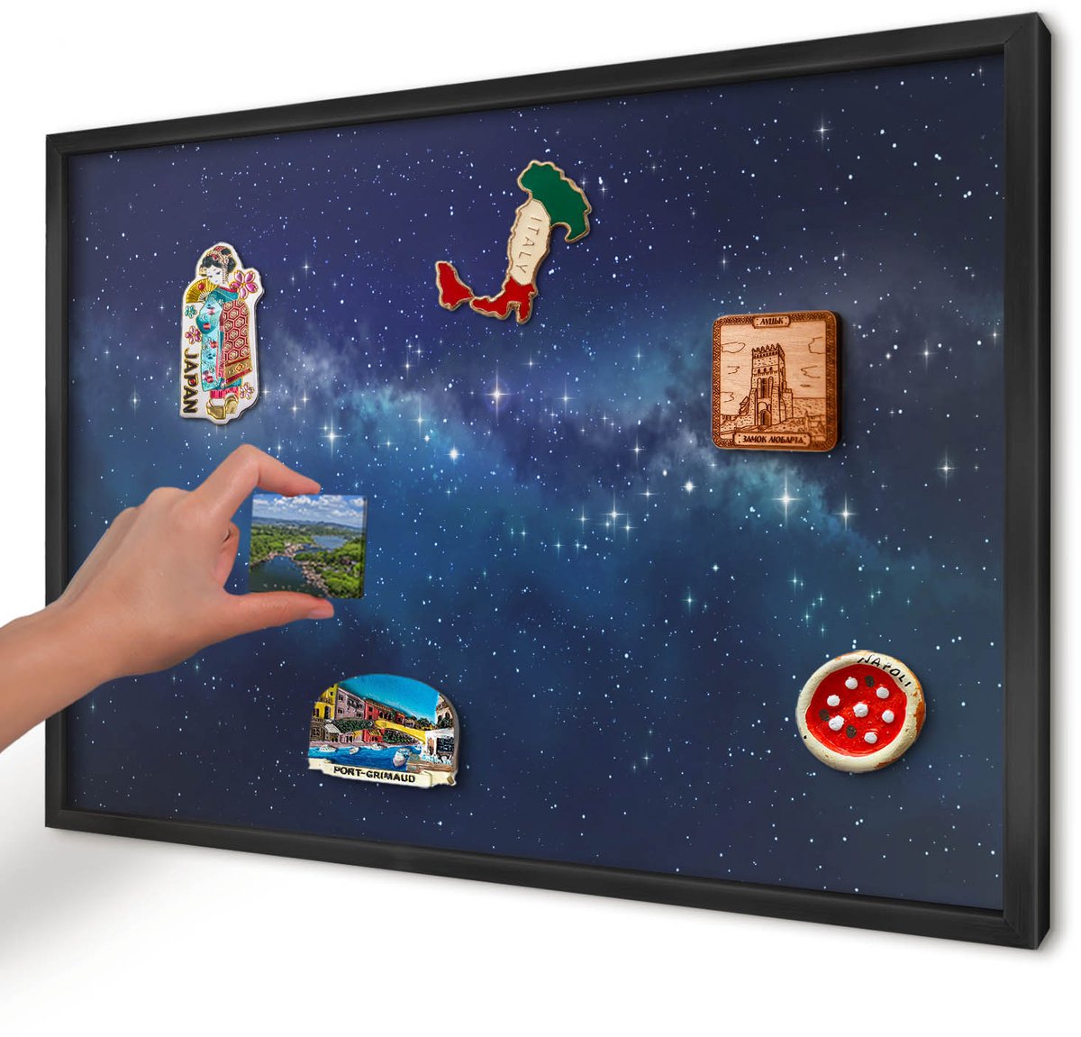 Artprintcave Marine Magneetbord mit Zwart Frame - 60x40 cm - Sterrenruimte Magnetisch Bord - Abstract Wandbord Magnetisch - Kosmos