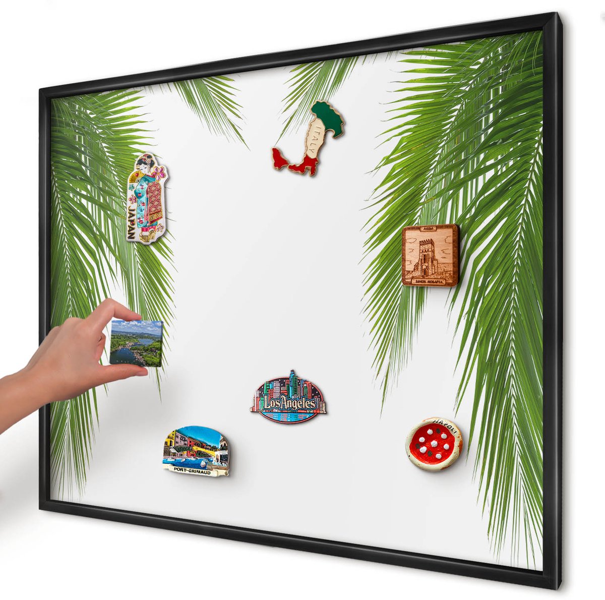 Artprintcave Groente Magneetbord mit Zwart Frame - 80x60 cm - Exotische Natuur Magnetische Organizer - Modern Magneet Bord mit Frame - Natuur