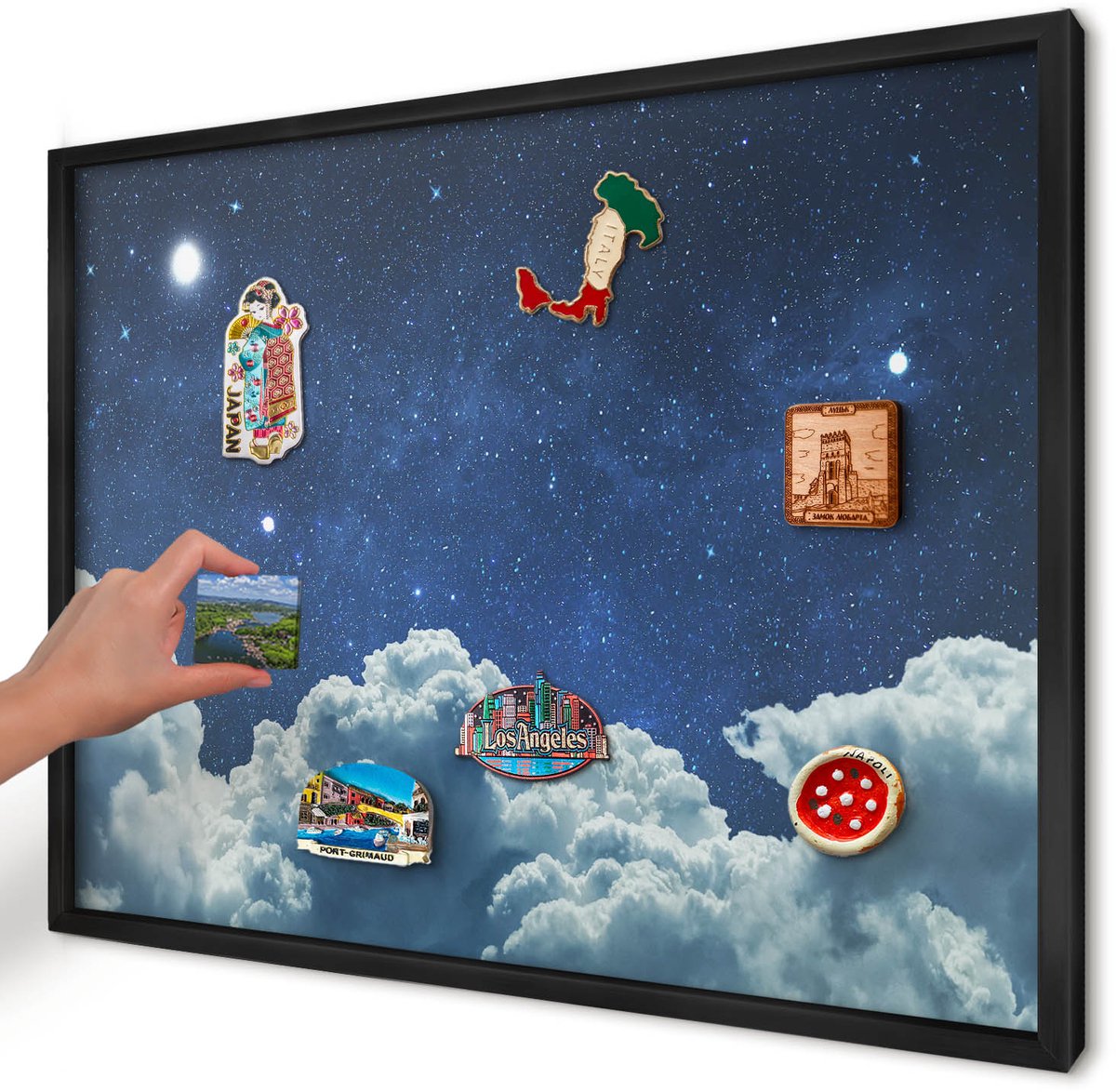 Artprintcave Marine Magneetbord mit Zwart Frame - 70x50 cm - Kosmische Nacht Bord Voor Magneten - Surrealistisch Memobord Keuken - Kosmos