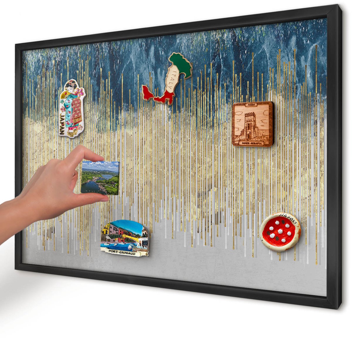 Artprintcave Marine Magneetbord mit Zwart Frame - 60x40 cm - Abstracte Bos Notitiebord - Abstract Magnetische Organizer - Abstractie