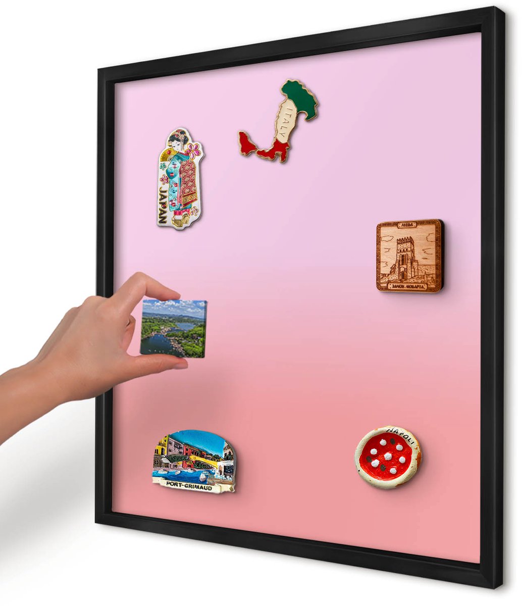 Artprintcave Roze Magneetbord mit Zwart Frame - 50x50 cm - Zachte Helling Bord Voor Magneten - Minimalist Memobord Keuken - Achtergronden En Patronen