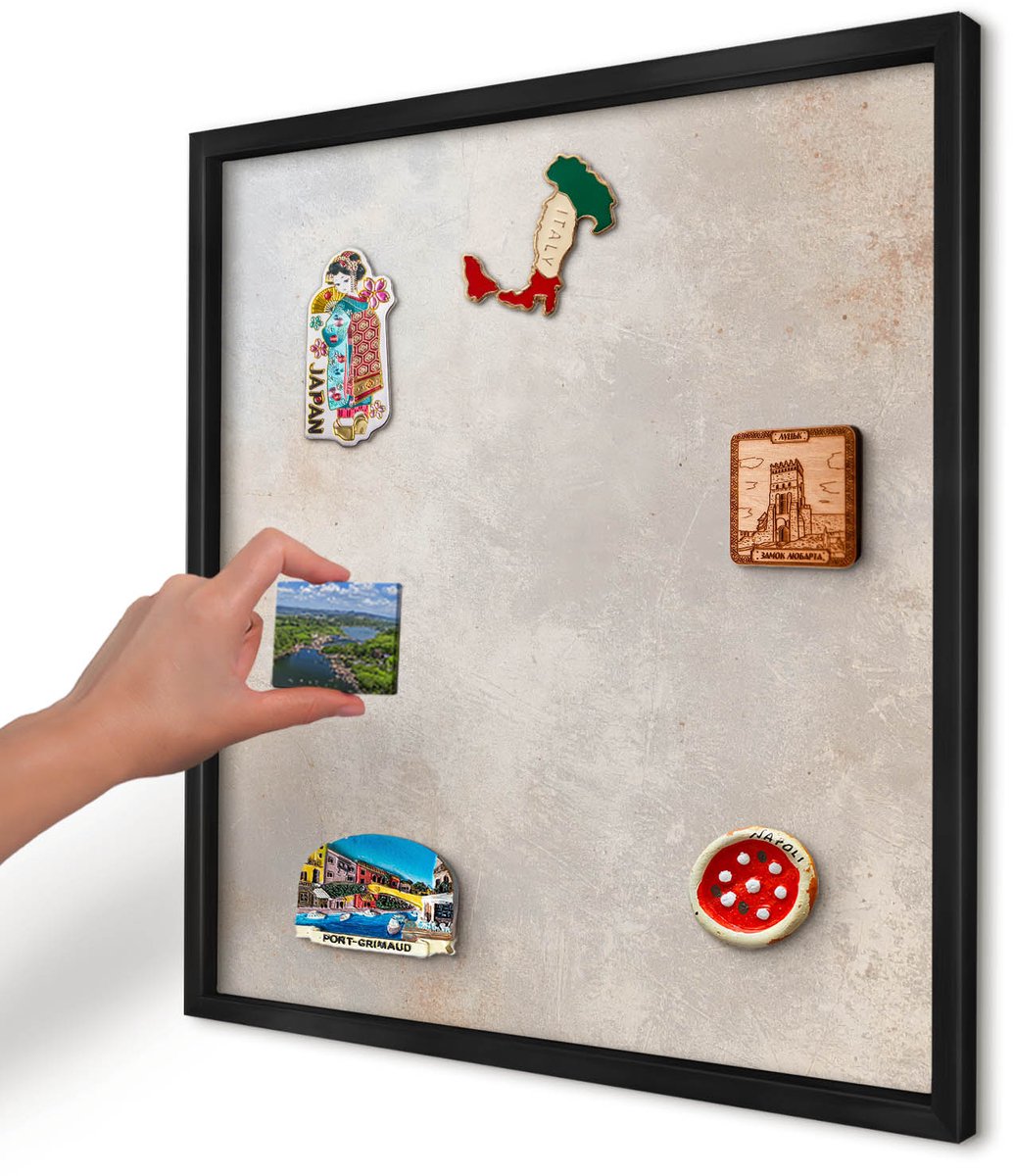 Artprintcave Grijs Magneetbord mit Zwart Frame - 50x50 cm - Neutrale Achtergrond Wandbord Magnetisch - Minimalist Magnetisch Bord - Texturen