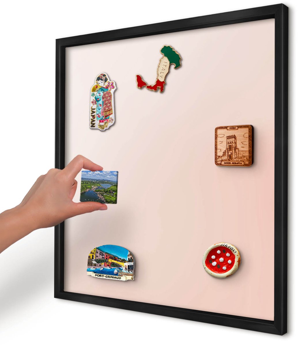 Artprintcave Beige Magneetbord mit Zwart Frame - 50x50 cm - Pastel Charm Wandbord Magnetisch - Minimalist Magneet Bord mit Frame - Achtergronden En Patronen