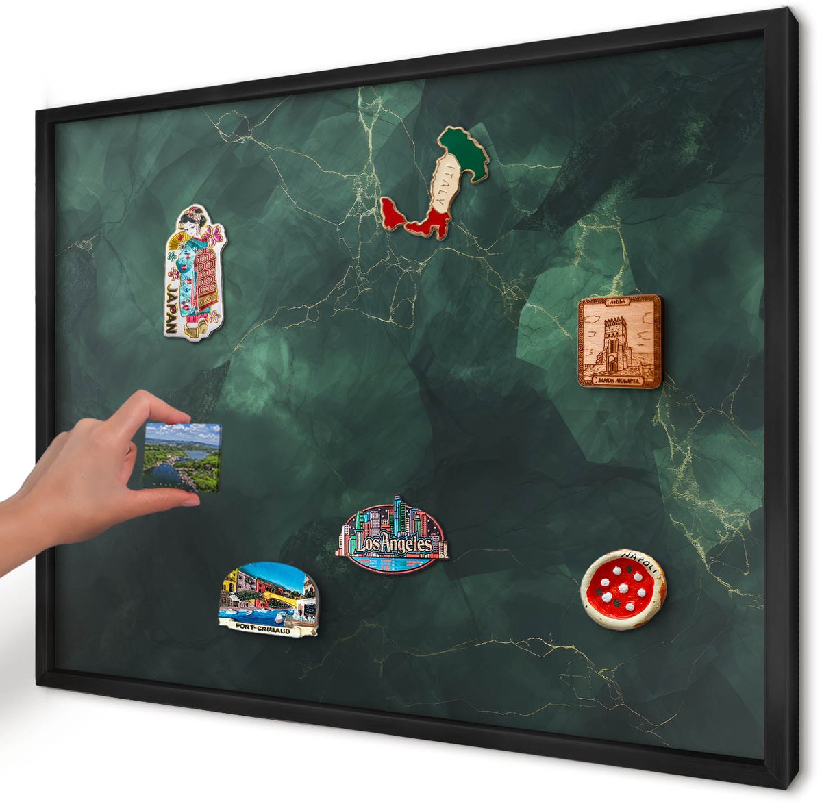 Artprintcave Donkergroen Magneetbord mit Zwart Frame - 70x50 cm - Groene Diepte Magnetisch Bord - Abstract Magneetbord Voor Keuken - Abstractie
