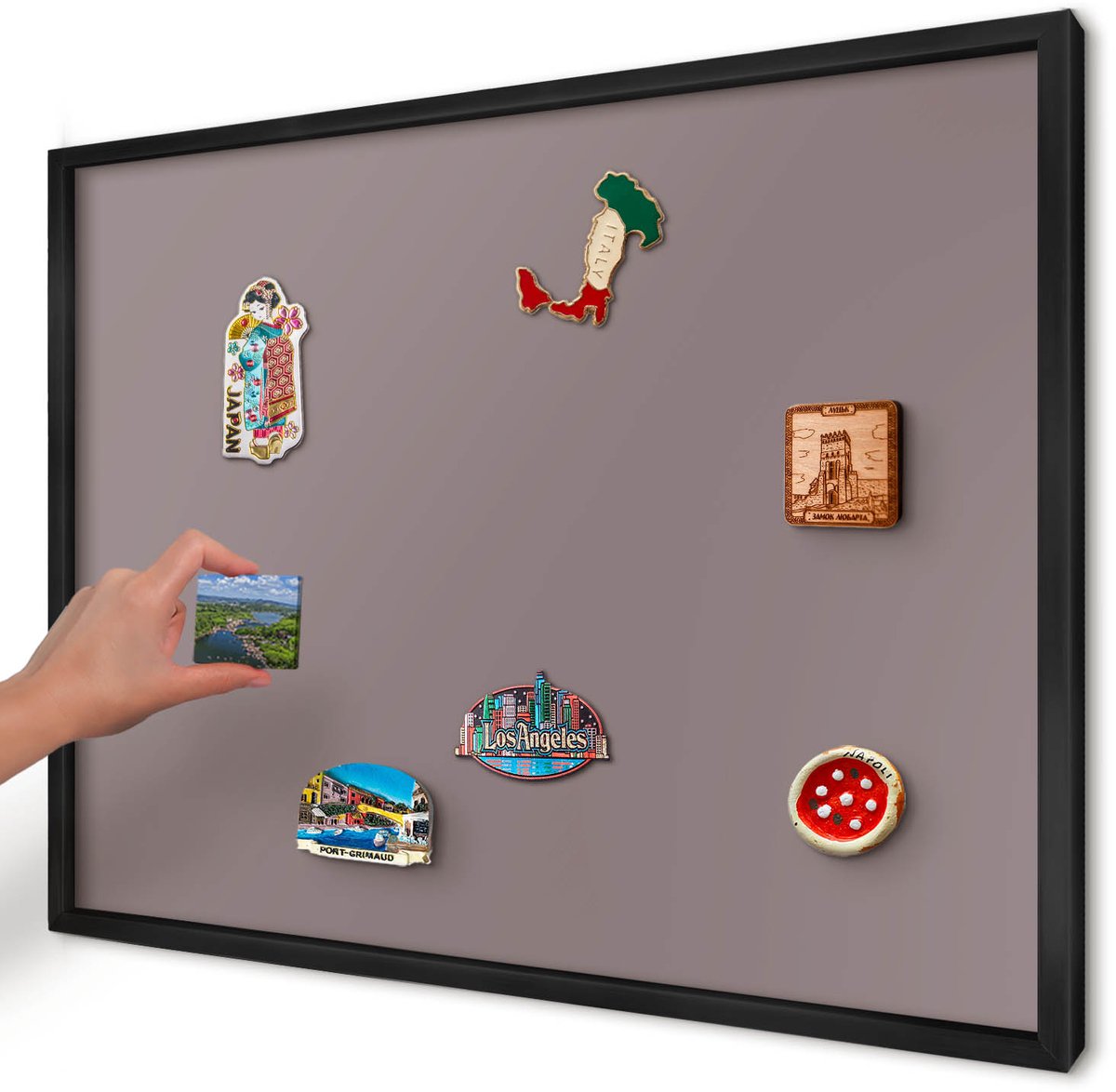 Artprintcave Roze Magneetbord mit Zwart Frame - 70x50 cm - Asbruin Magnetische Organizer - Minimalist Magneetbord Voor Foto's - Achtergronden En Patronen