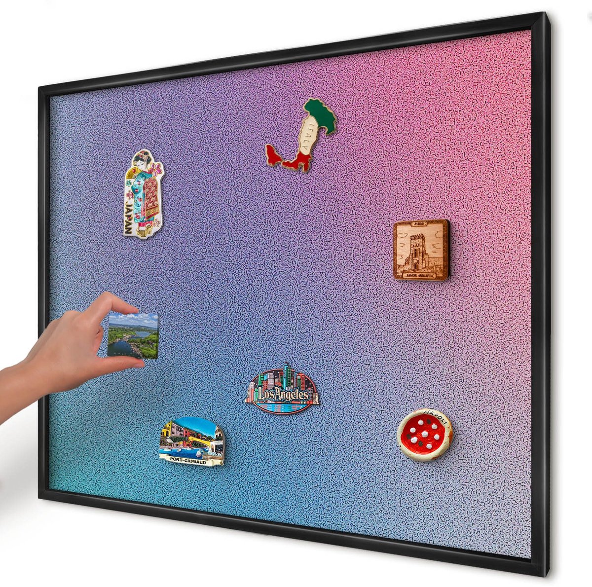 Artprintcave Paars Magneetbord mit Zwart Frame - 80x60 cm - Kleurrijk Verloop Magneetbord Voor Keuken - Abstract Wandbord Magnetisch - Abstractie