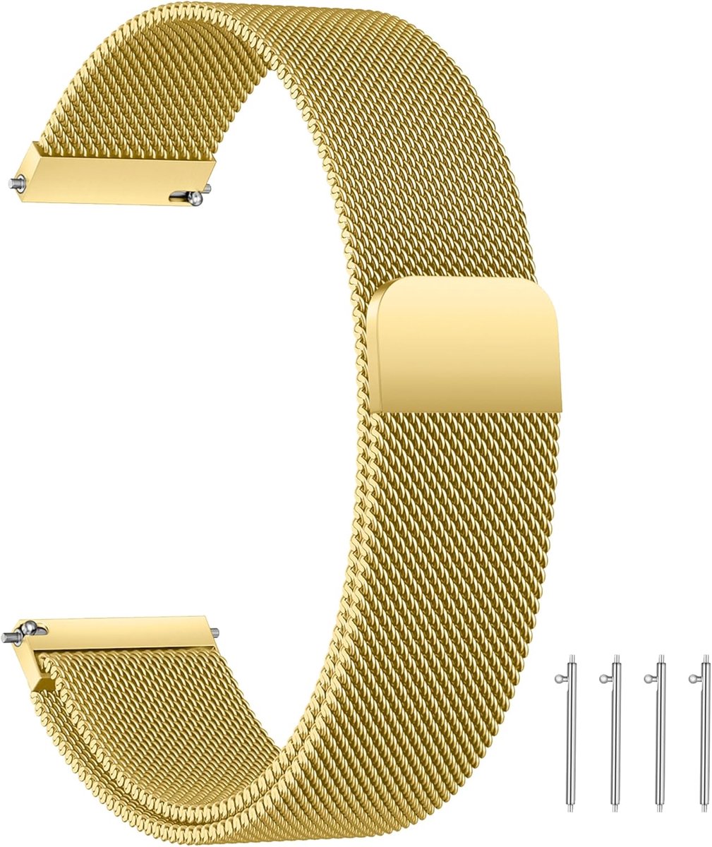 horlogeband, roestvrij staal, metaal, magneetsluiting, voor dames en heren, 14 mm, 16 mm, 18 mm, 20 mm, 22 mm, 24 mm