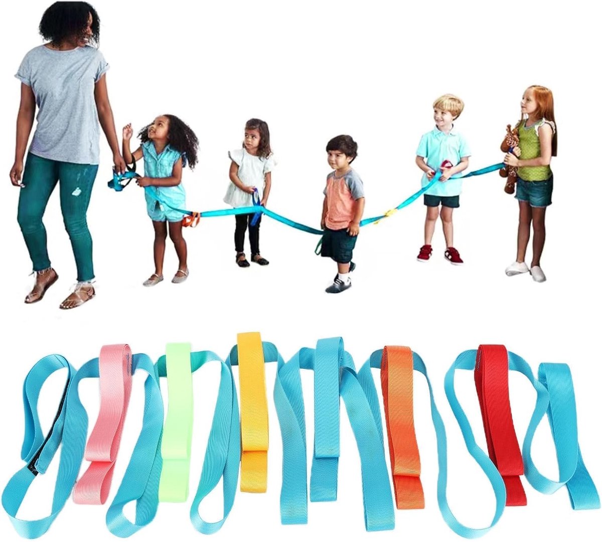 SnelShoppen - Wandellijn voor Kinderen, Verstelbare Anti-verlies Touw met Kleurrijke Handgrepen, Perfect voor Peuters en Kinderopvang, Duurzaam en Com