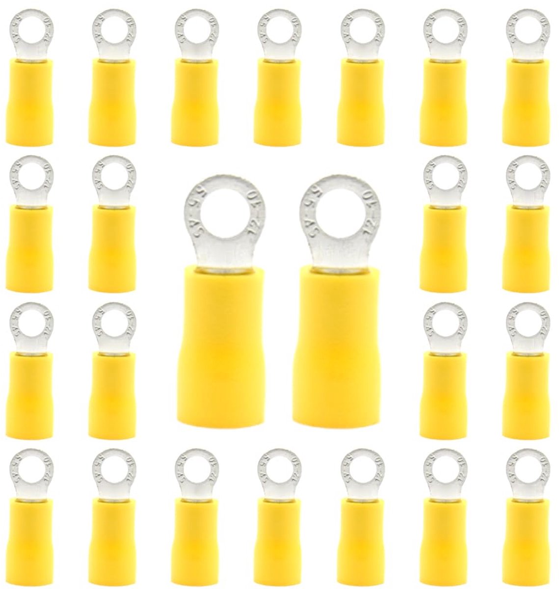 50 Stks 12-10 AWG van Geel Geïsoleerde Ring Crimp Connector Quick Splice Wire Terminals Draad Crimp Connectors (PRY4)
