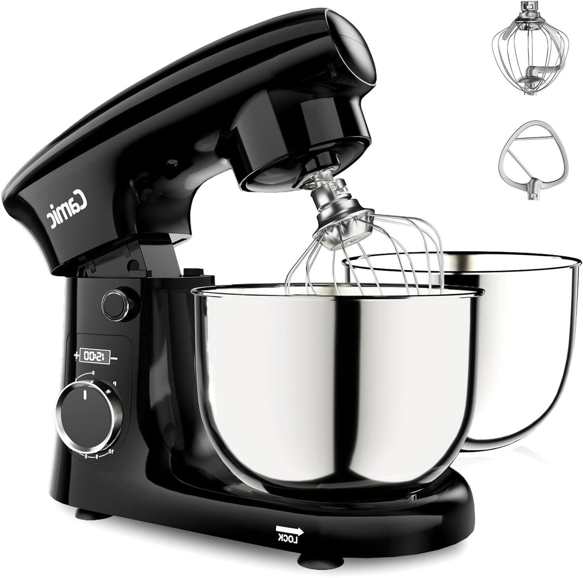 Kneedmachine Keuken - Bakmachine Mixer - Deeg Bereiden - Dubbele Kom Inhoud - 1500 Watt - Zwart