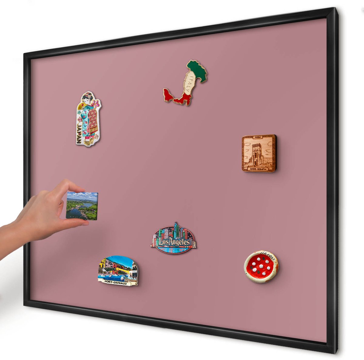 Artprintcave Roze Magneetbord mit Zwart Frame - 80x60 cm - Oudroze Magnetisch Bord Voor Magneten - Minimalist Notitiebord - Achtergronden En Patronen