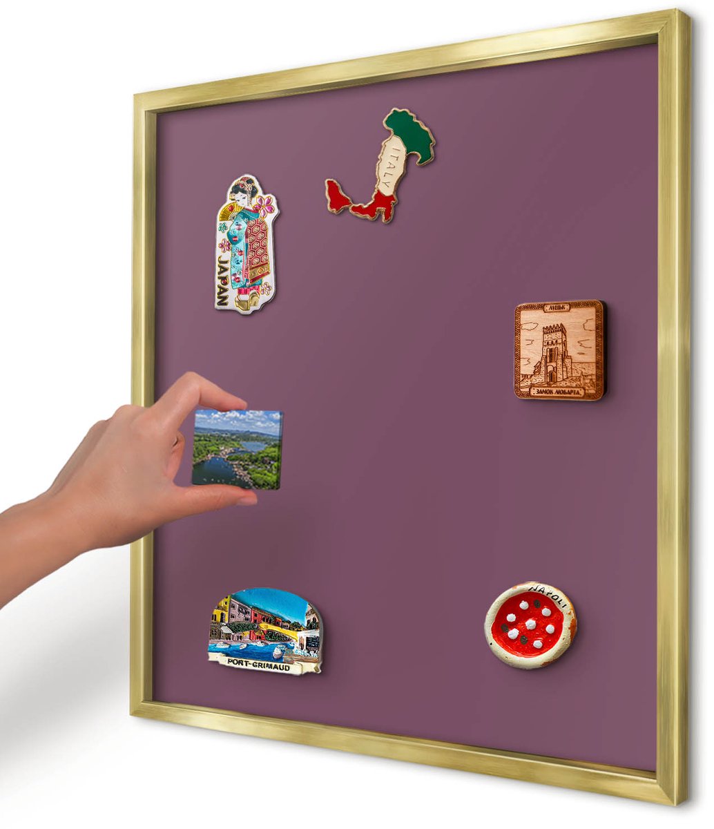 Artprintcave Bordeaux Magneetbord mit Gouden Frame - 50x50 cm - Paarse Kleur Wandbord Magnetisch - Minimalist Notitiebord - Achtergronden En Patronen