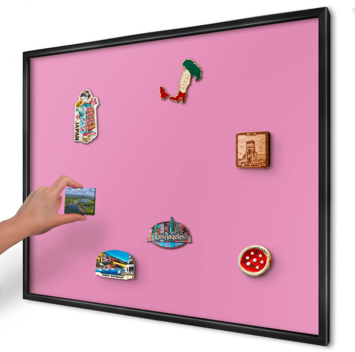 Artprintcave Roze Magneetbord mit Zwart Frame - 80x60 cm - Koel Roze Magnetisch Bord Voor Magneten - Minimalist Magneet Bord mit Frame - Achtergronden En Patronen