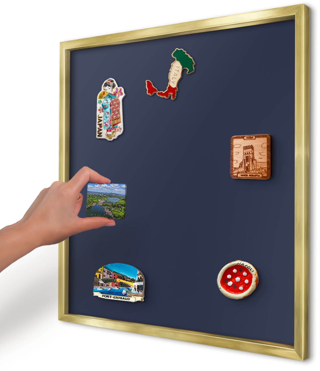 Artprintcave Marine Magneetbord mit Gouden Frame - 50x50 cm - Donker Marineblauw Wandbord Magnetisch - Minimalist Magnetisch Bord - Achtergronden En Patronen
