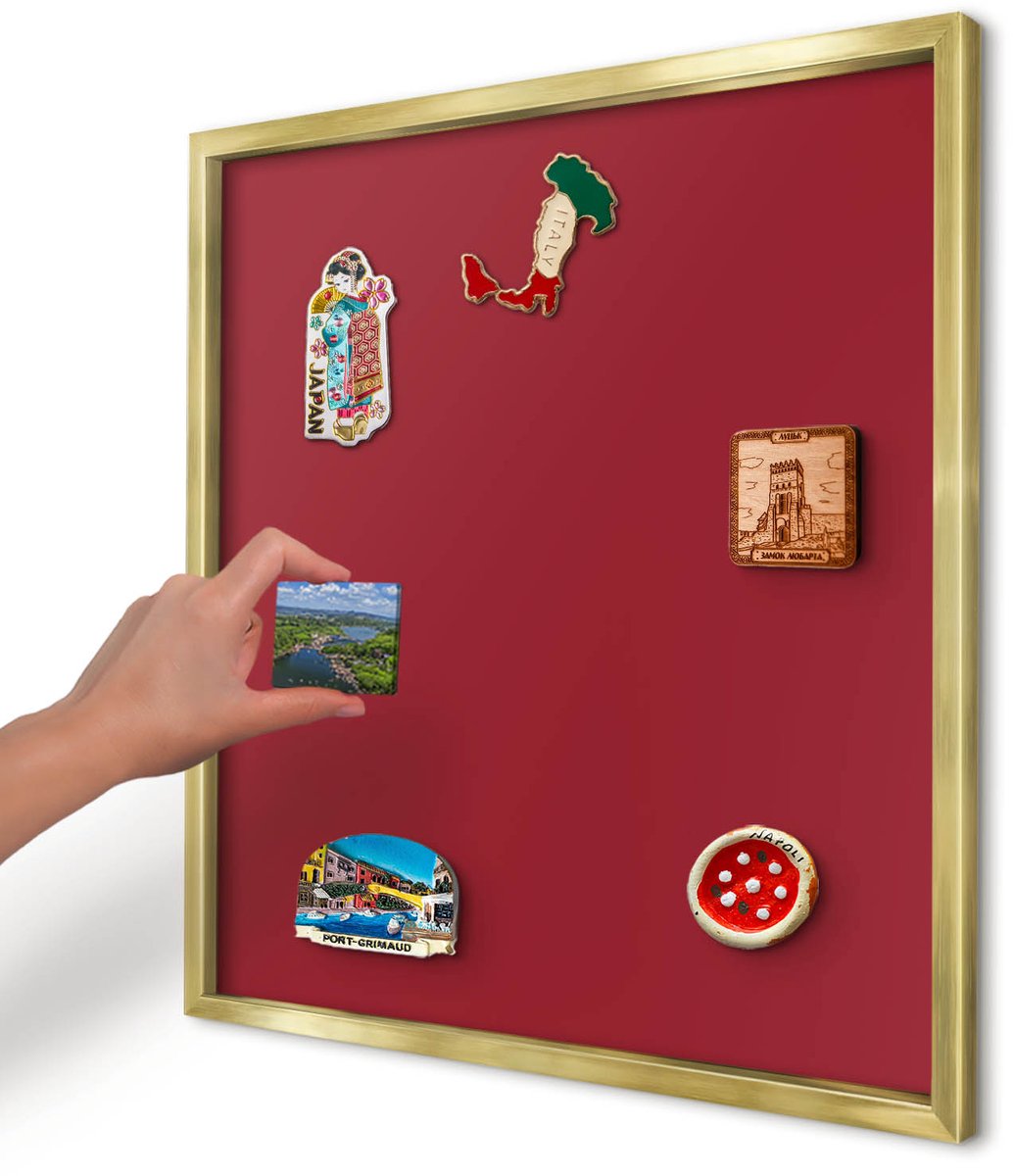 Artprintcave Bordeaux Magneetbord mit Gouden Frame - 50x50 cm - Licht Bordeauxrood Bord Voor Magneten - Minimalist Magnetisch Bord Voor Magneten - Achtergronden En Patronen