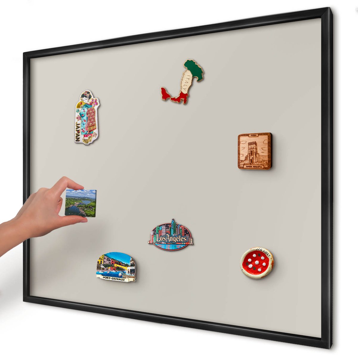 Artprintcave Romig Magneetbord mit Zwart Frame - 80x60 cm - Warme Steen Wandbord Magnetisch - Minimalist Memobord Keuken - Achtergronden En Patronen