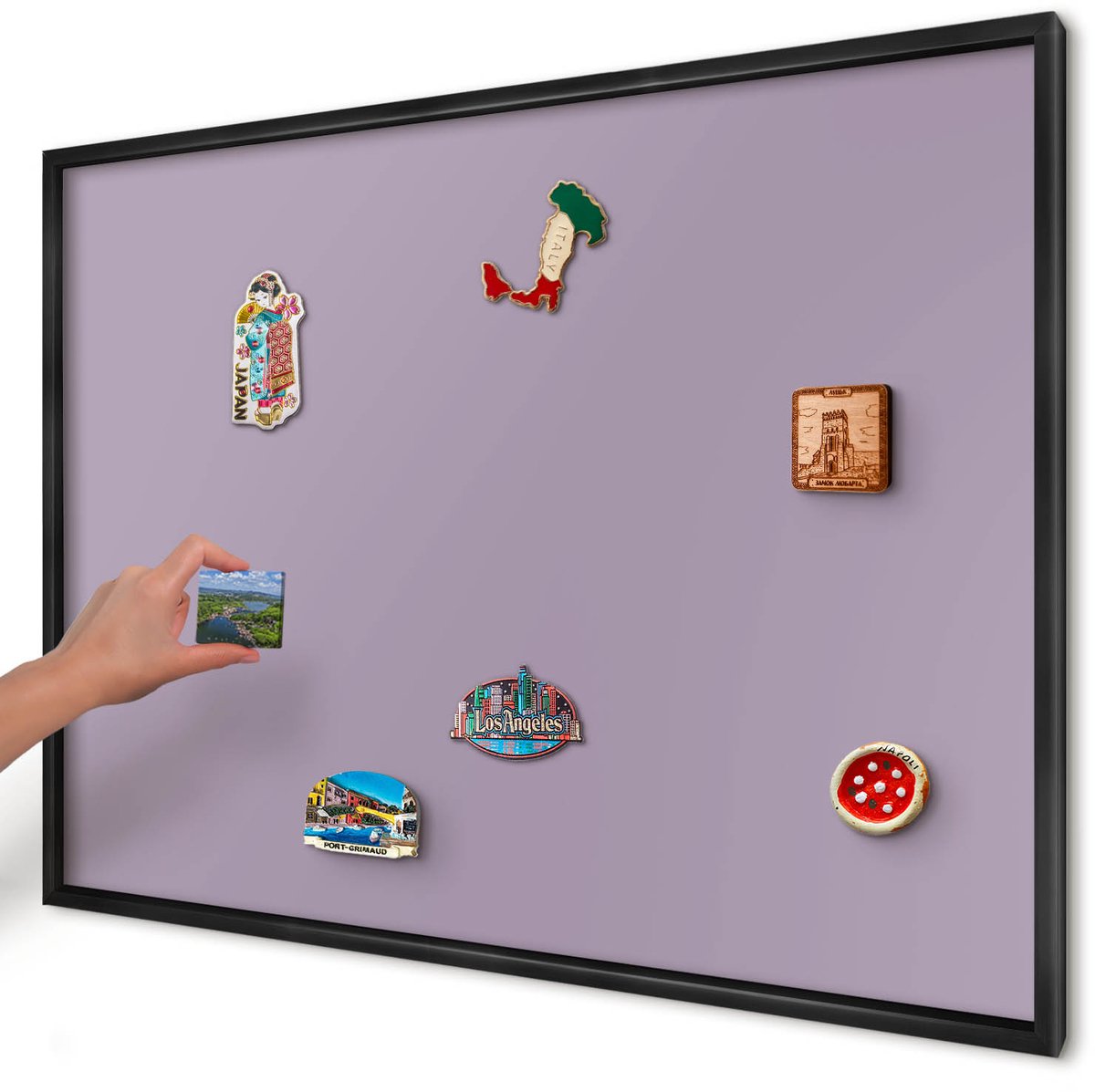 Artprintcave Paars Magneetbord mit Zwart Frame - 100x70 cm - Lila Paars Magneetbord Voor Foto's - Minimalist Memobord Keuken - Achtergronden En Patronen