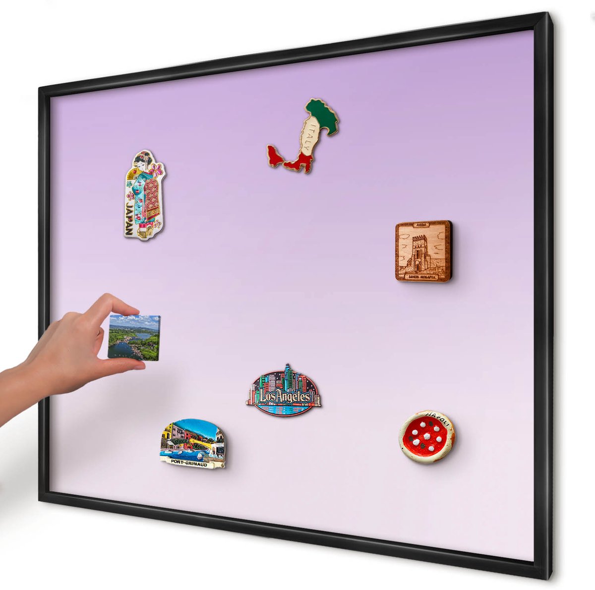 Artprintcave Paars Magneetbord mit Zwart Frame - 80x60 cm - Subtiele Kleurovergang Magneet Bord mit Frame - Minimalist Magnetisch Bord Voor Magneten - Achtergronden En Patronen